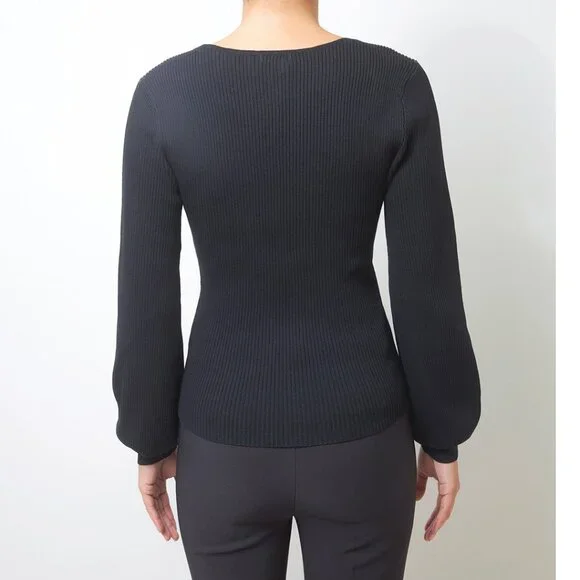 Black Sweetheart Rib Knit Jumper - Picture 3 of 5